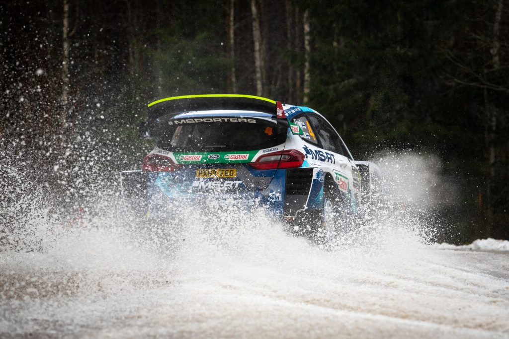 Esapekka Lappi (FIN) and Janne Ferm (FIN) of team M-Sport Ford WRT are racing on day 4 during the World Rally Championship Sweden in Torsby, Sweden on February 16, 2020